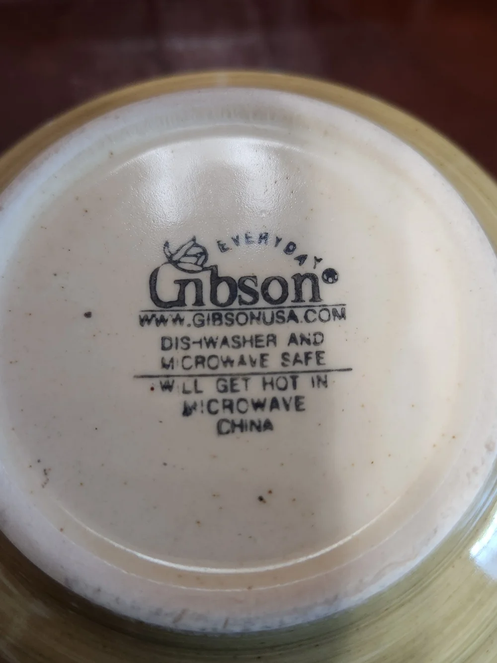 Gibson Cream and Tan Glazed Ceramic Serving Bowl